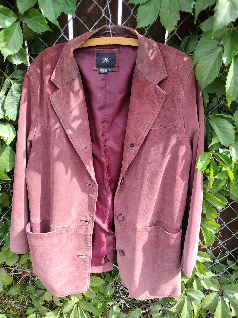 Vintage 70s Retro Women’s Suede Blazer Jacket in Burgundy Size large